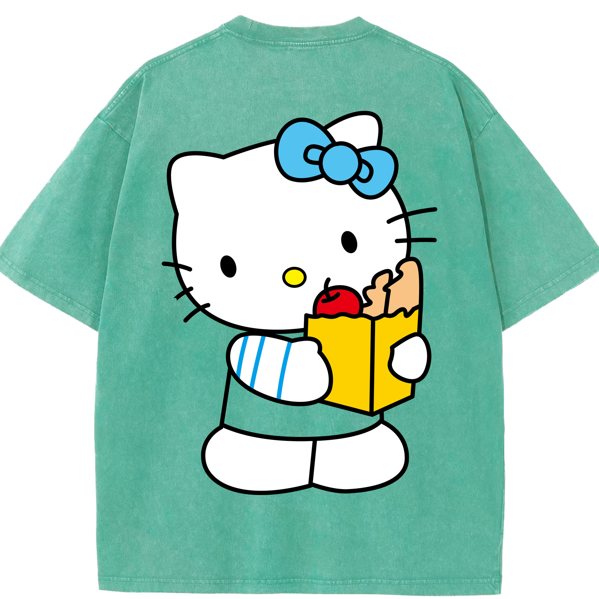 （画像用） Hello Kitty ハローキティ 綿100% ヴィンテージ風 半袖Tシャツ（背面プリント）